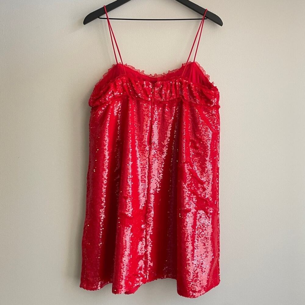GANNI Fiery Red Sequins Mini Dress - Picture 5 of 8